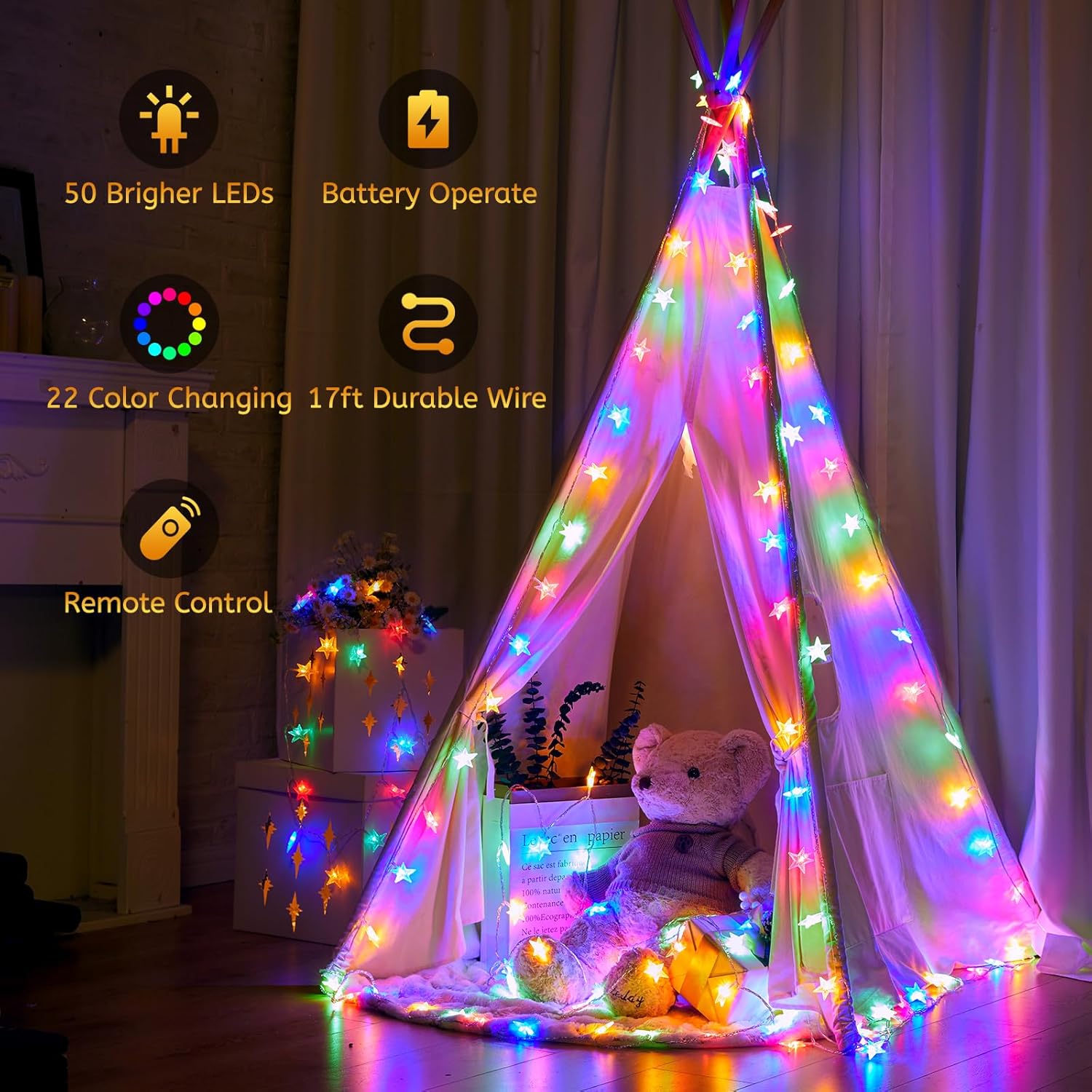brightown-17ft-50-led-battery-operated-star-fairy-lights-with-remote-16-colors-7 image 5