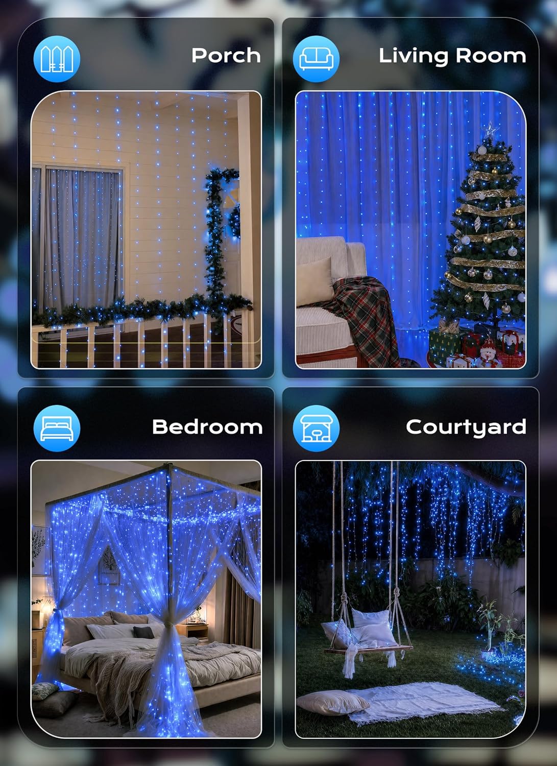 brightown-300-led-usb-curtain-lights-with-remote-9-8x9-8-ft-blue-8-modes-timer image 7