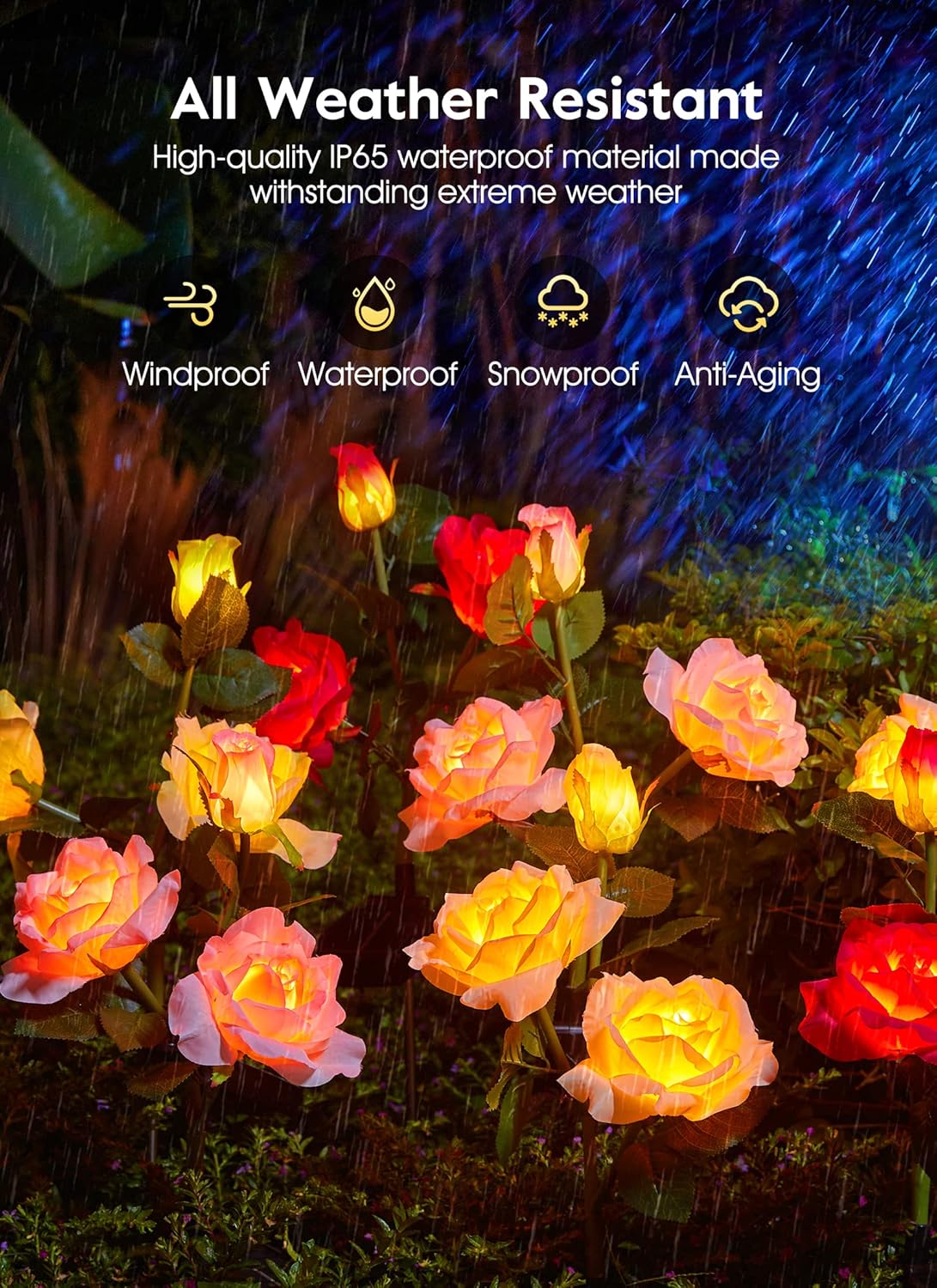 brightown-4-pack-realistic-rose-solar-garden-pathway-lights-waterproof-warm-whit image 5