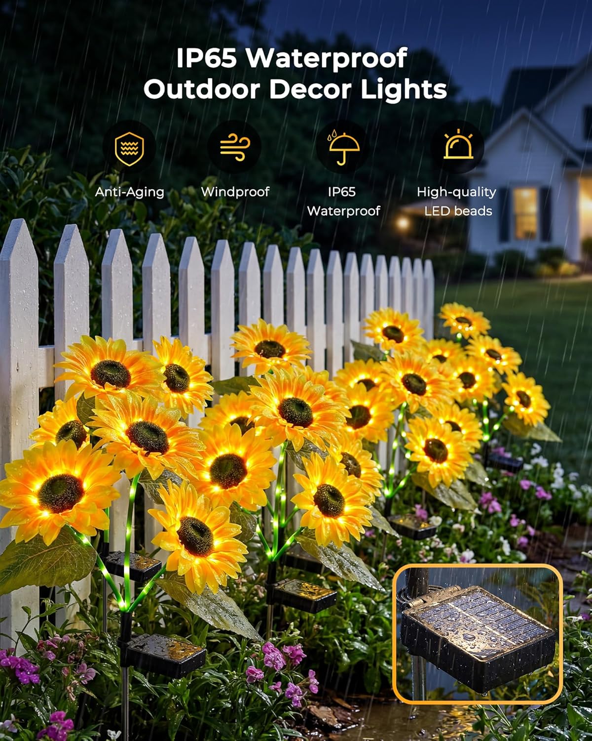 brightown-3-pack-solar-powered-sunflower-stake-lights-for-garden-yard-pathway-42 image 3