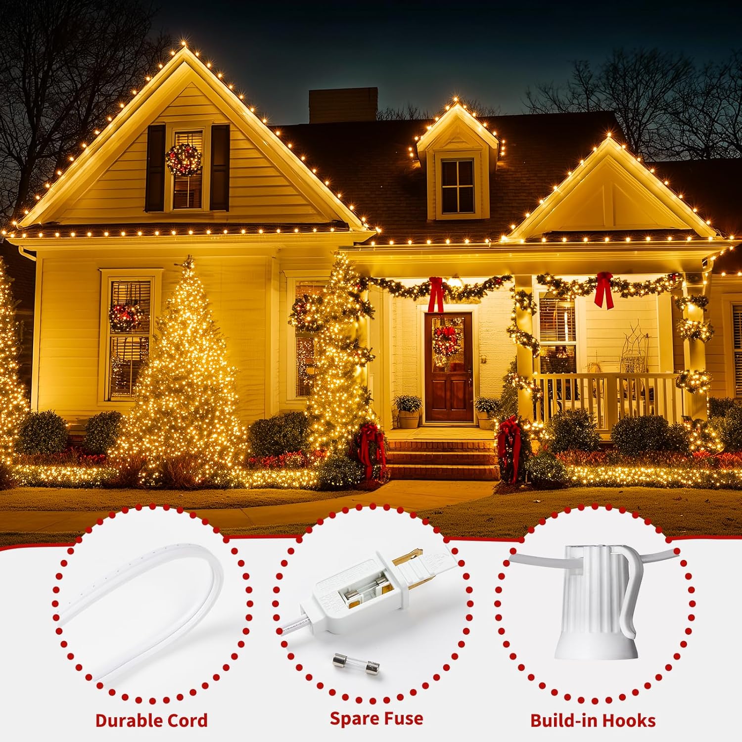 brightown-25ft-plug-in-c9-led-string-lights-25-warm-white-bulbs-white-wire-conne image 8
