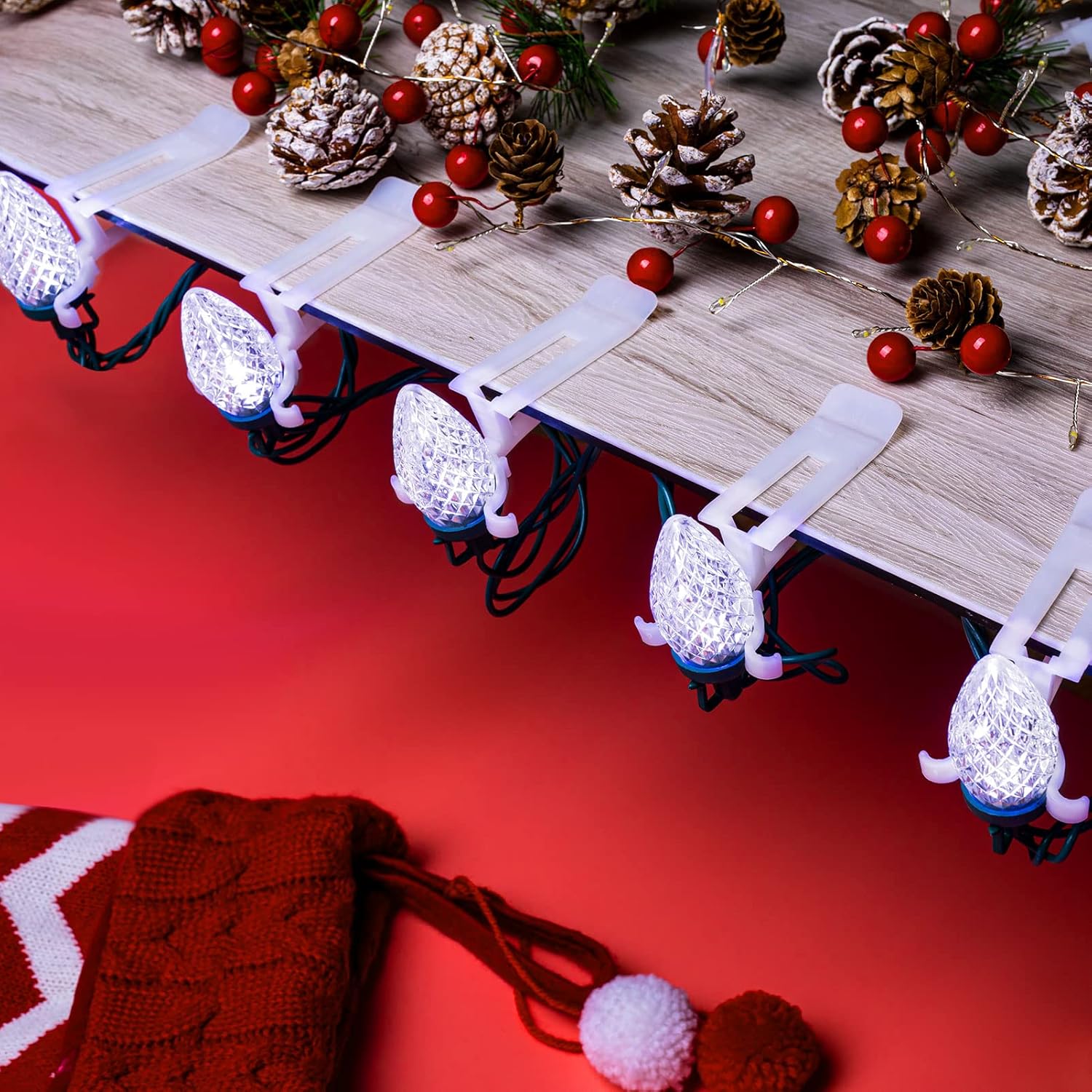 brightown-68ft-100-led-c9-christmas-string-lights-with-quick-clips-pure-white image 6