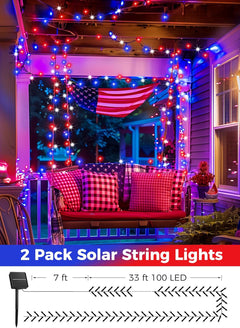 brightown-2-pack-total-200-led-80ft-solar-powered-red-white-blue-lights-patrioti image 2