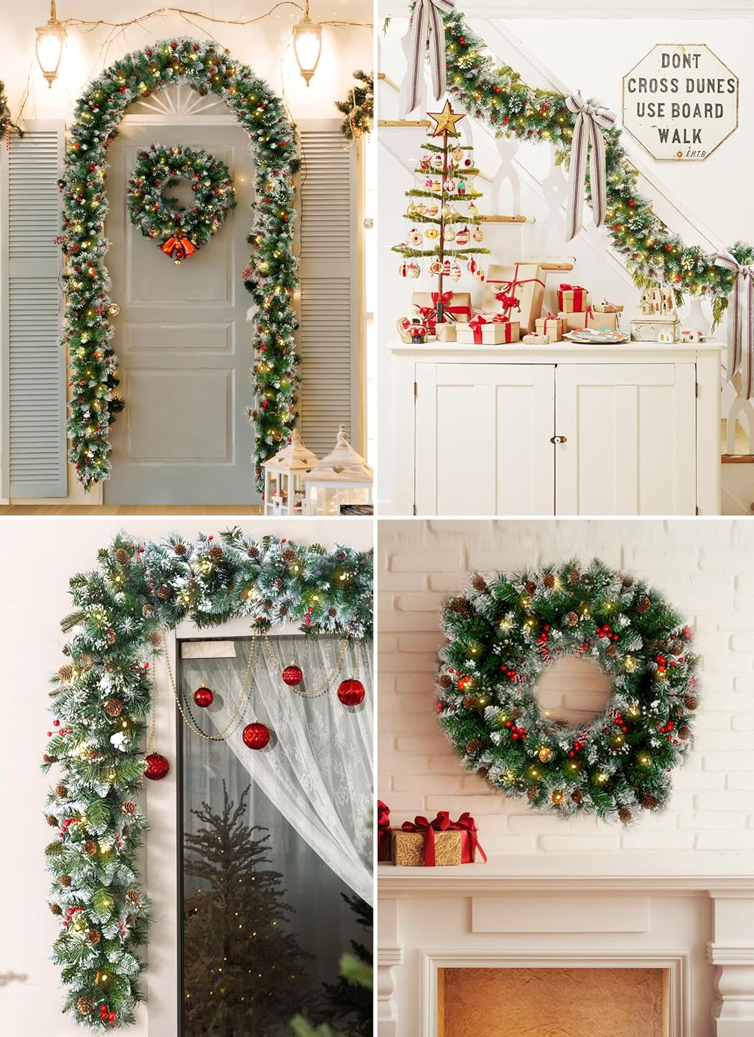 brightown-9ft-christmas-garland-with-lights-100-led-battery-operated-pine-cones- image 5