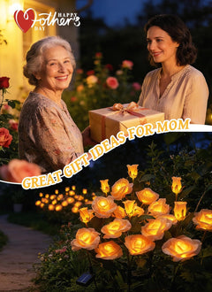 brightown-4-pack-realistic-champagne-rose-solar-garden-pathway-lights-with-adjus image 2
