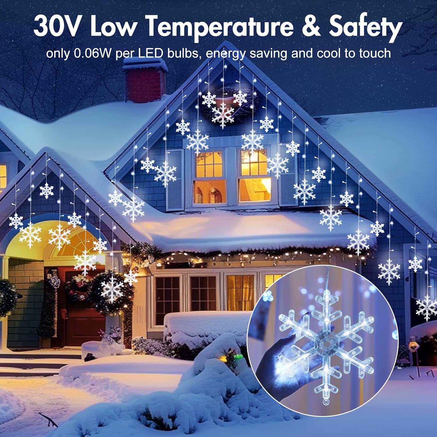 brightown-13ft-192-led-snowflake-icicle-lights-with-16-drops-12-modes-for-christ image 2