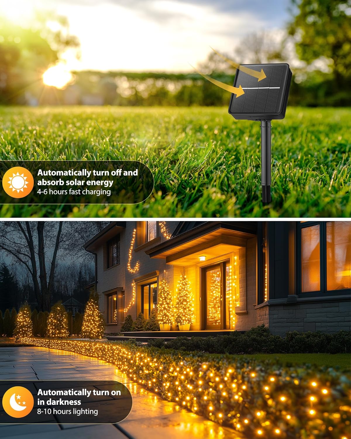 brightown-50ft-120-led-solar-string-lights-outdoor-warm-white-8-modes-ip65 image 5