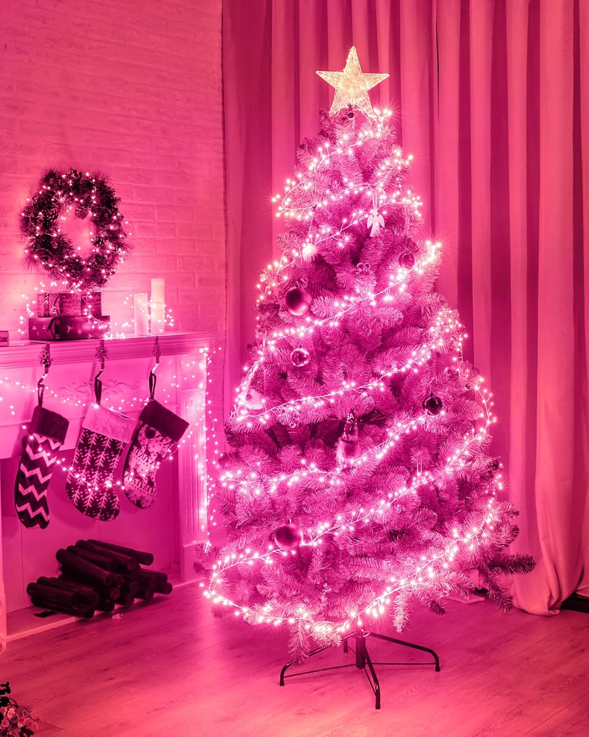 brightown-5ft-60-led-battery-operated-pink-silver-wire-firecracker-fairy-lights- image 7