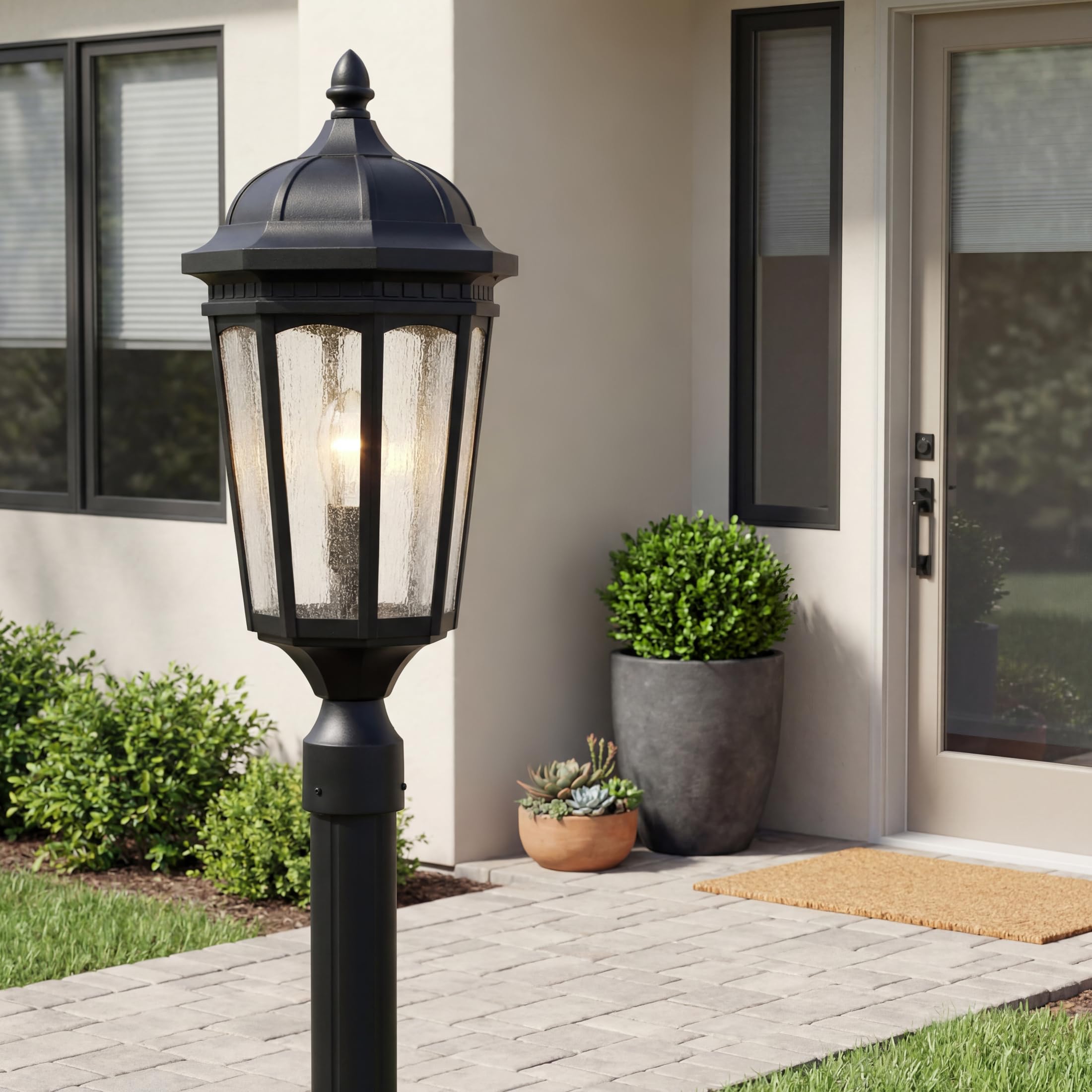 kichler-courtyard-outdoor-post-light-textured-black-10-25-x-23-75 image 2