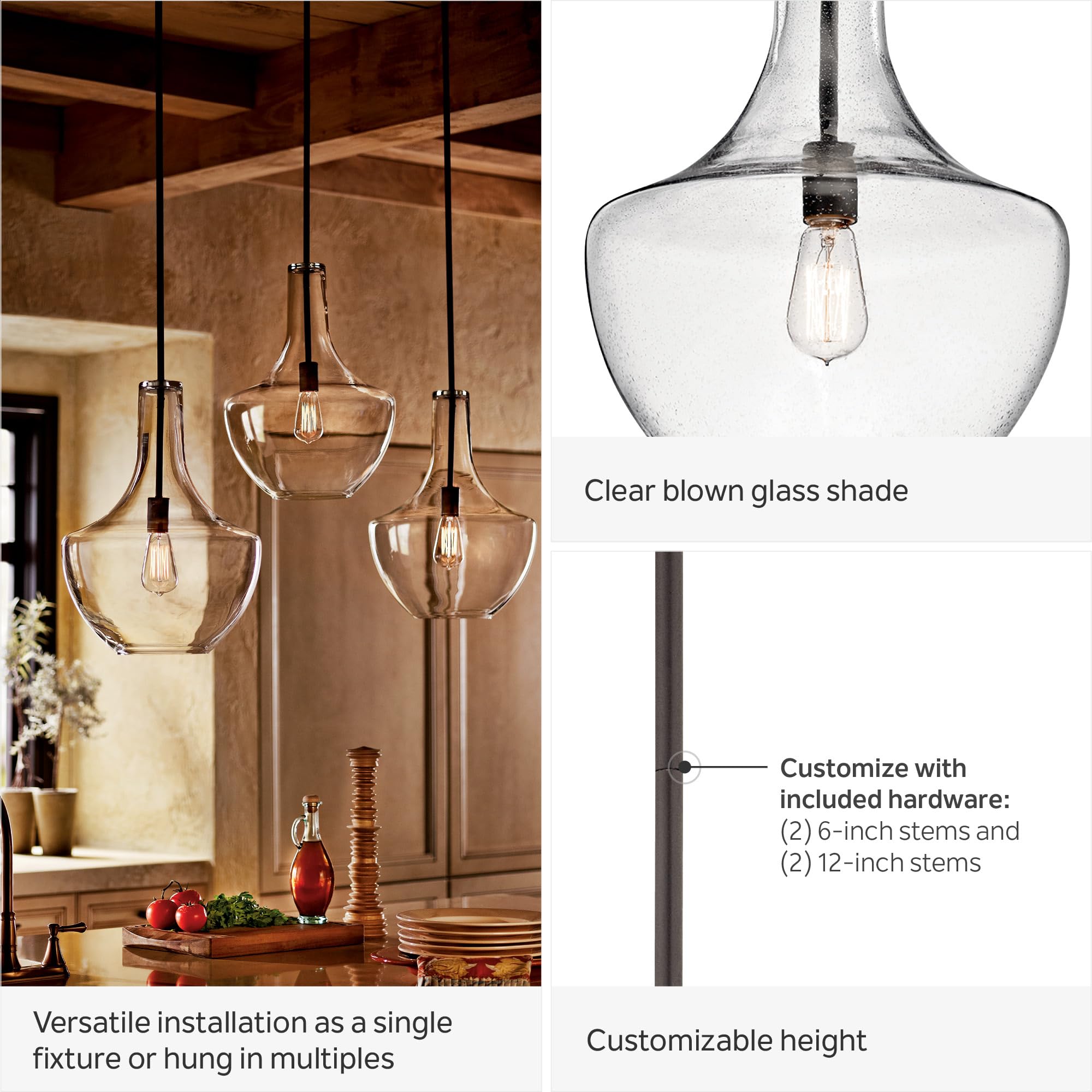 kichler-everly-bell-pendant-light-clear-glass-olde-bronze image 5