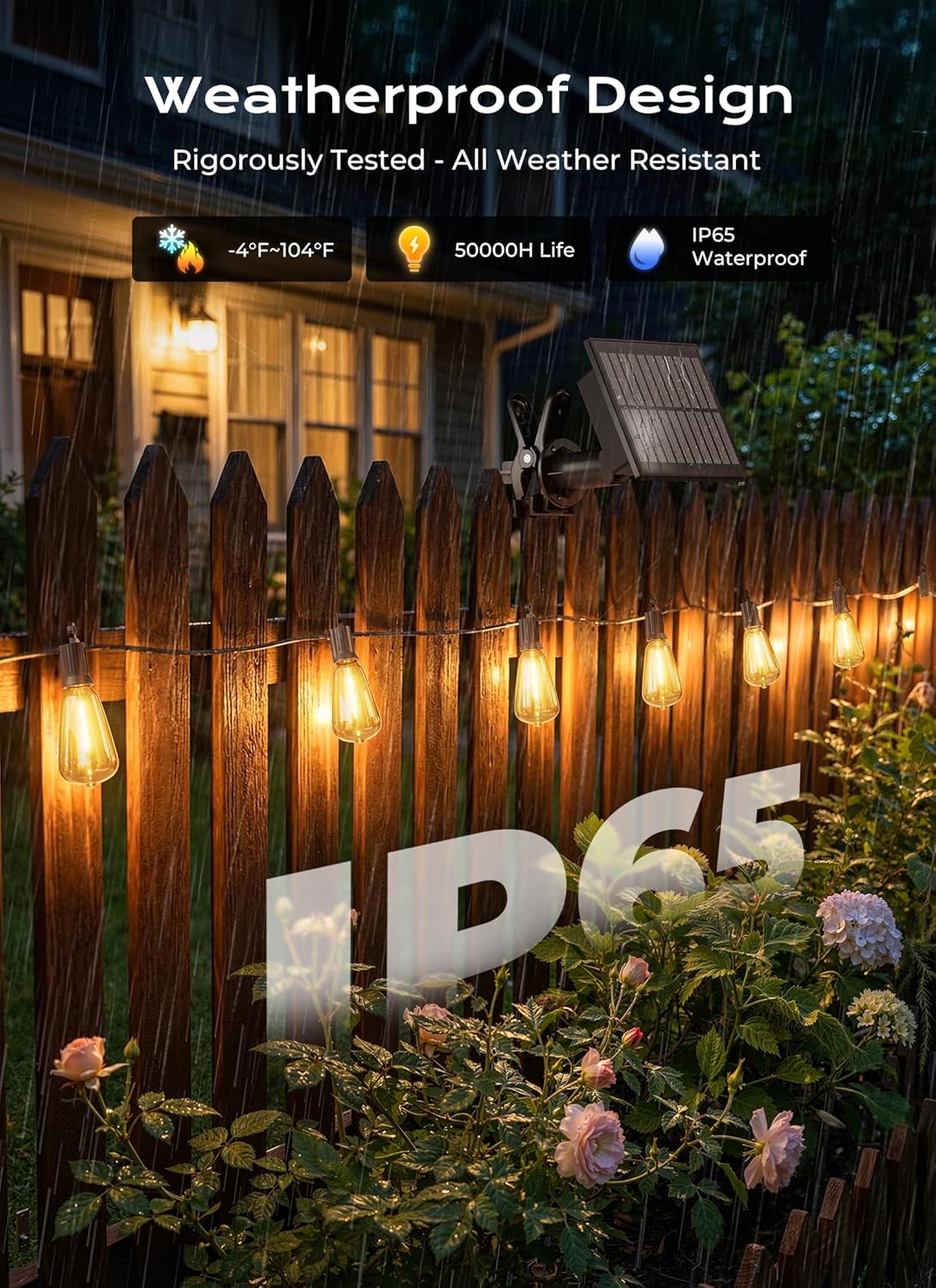 brightown-58ft-solar-powered-26-led-shatterproof-string-lights-outdoor-patio-gar image 3