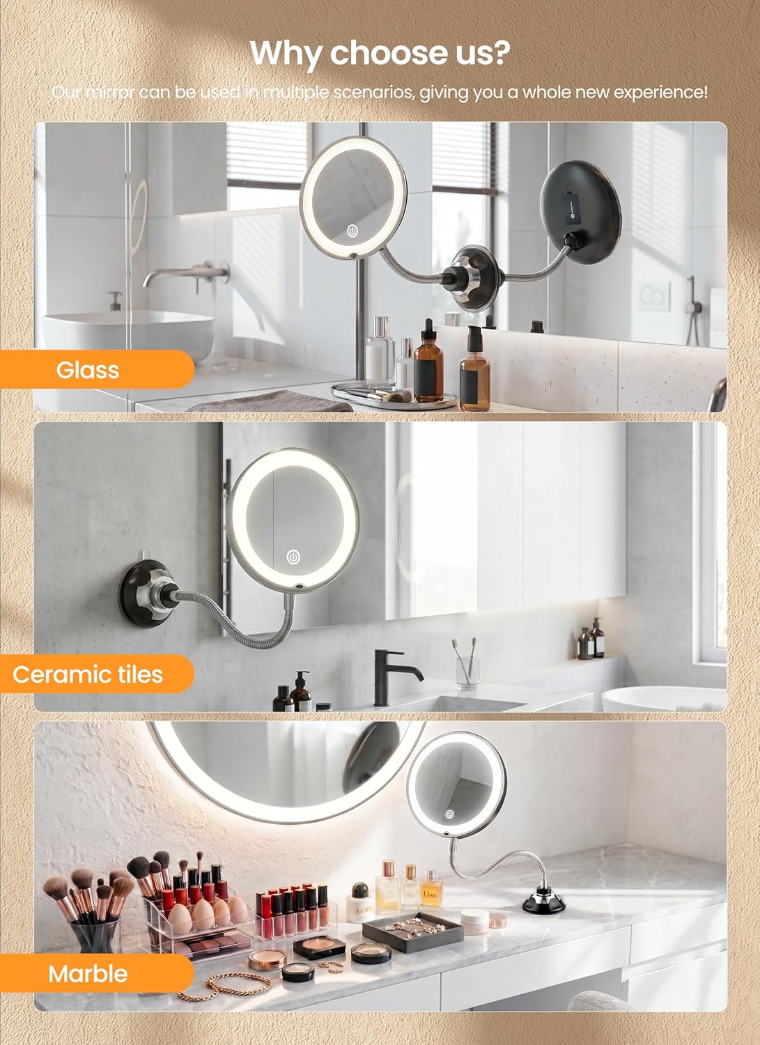 brightown-10x-flexible-gooseneck-battery-operated-makeup-mirror-with-lights-blac image 7