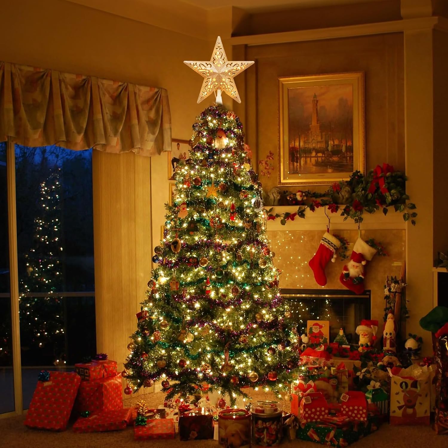 brightown-8-inch-hollowed-3d-star-tree-topper-with-lights-golden-coated-plug-in- image 6