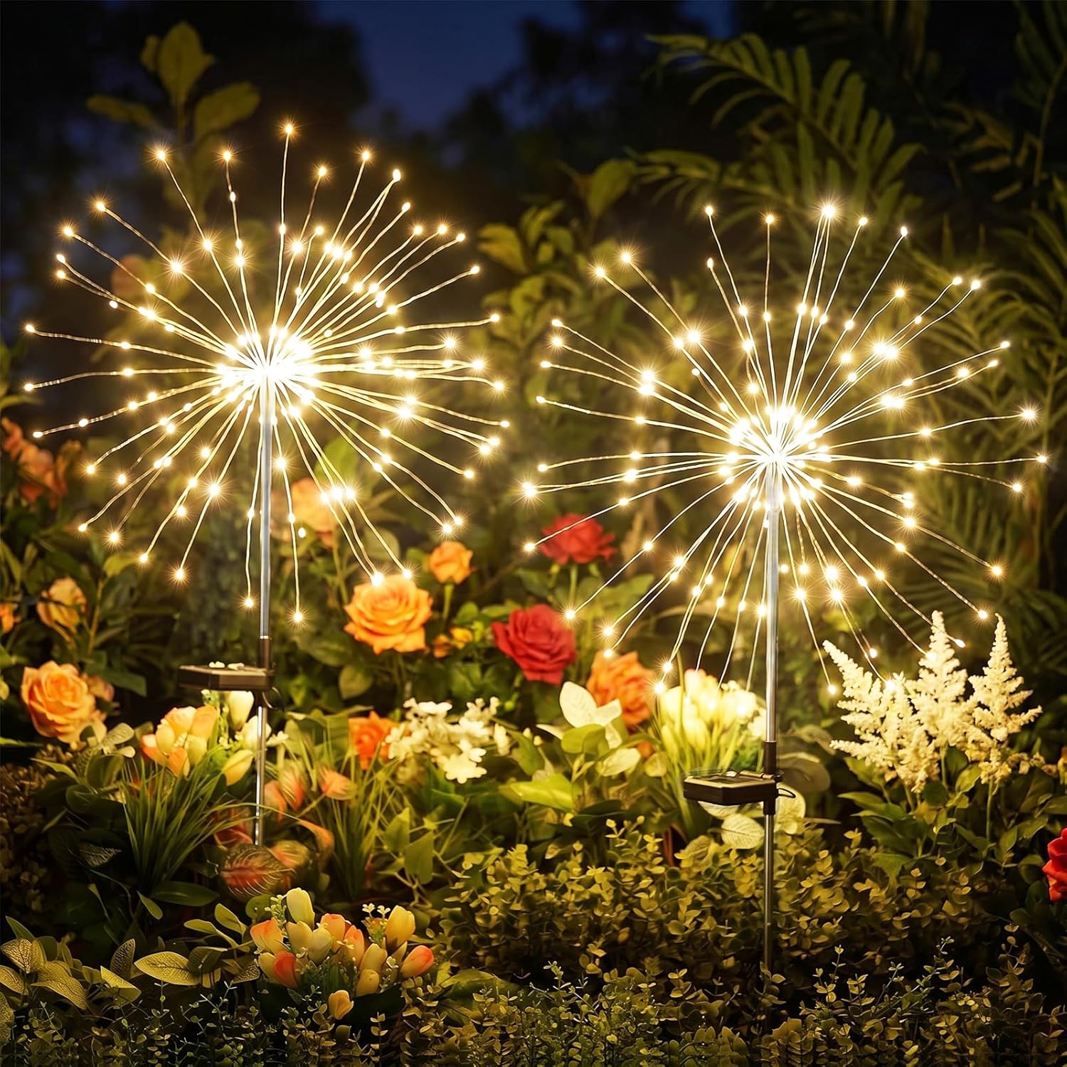 brightown-2-pack-150-led-firework-solar-powered-stake-lights-for-garden-yard-pat image 1