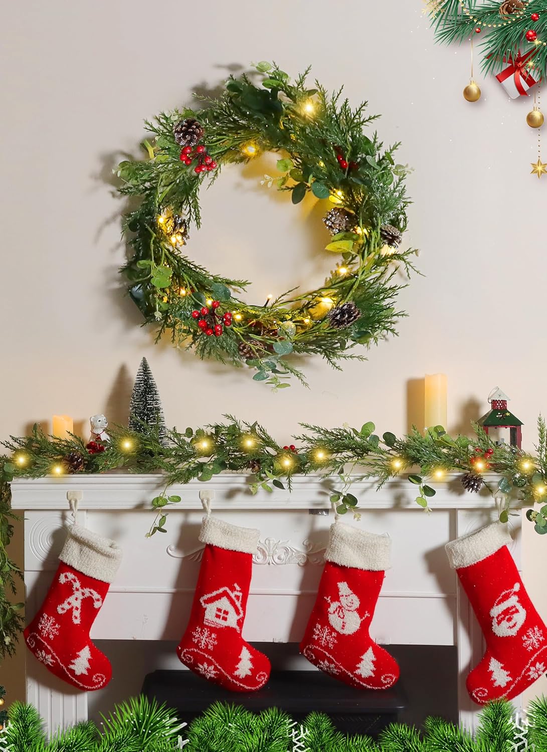 brightown-2-pack-6ft-battery-operated-pre-lit-christmas-garland-with-pine-cones- image 5