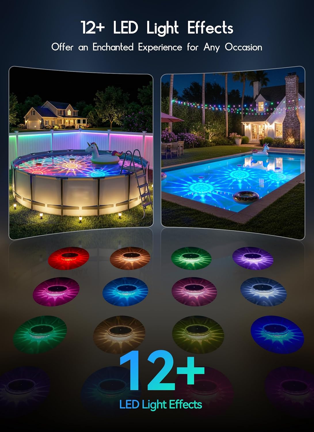 brightown-solar-powered-floating-pool-lights-rgbww-12-effects-2-pack image 2