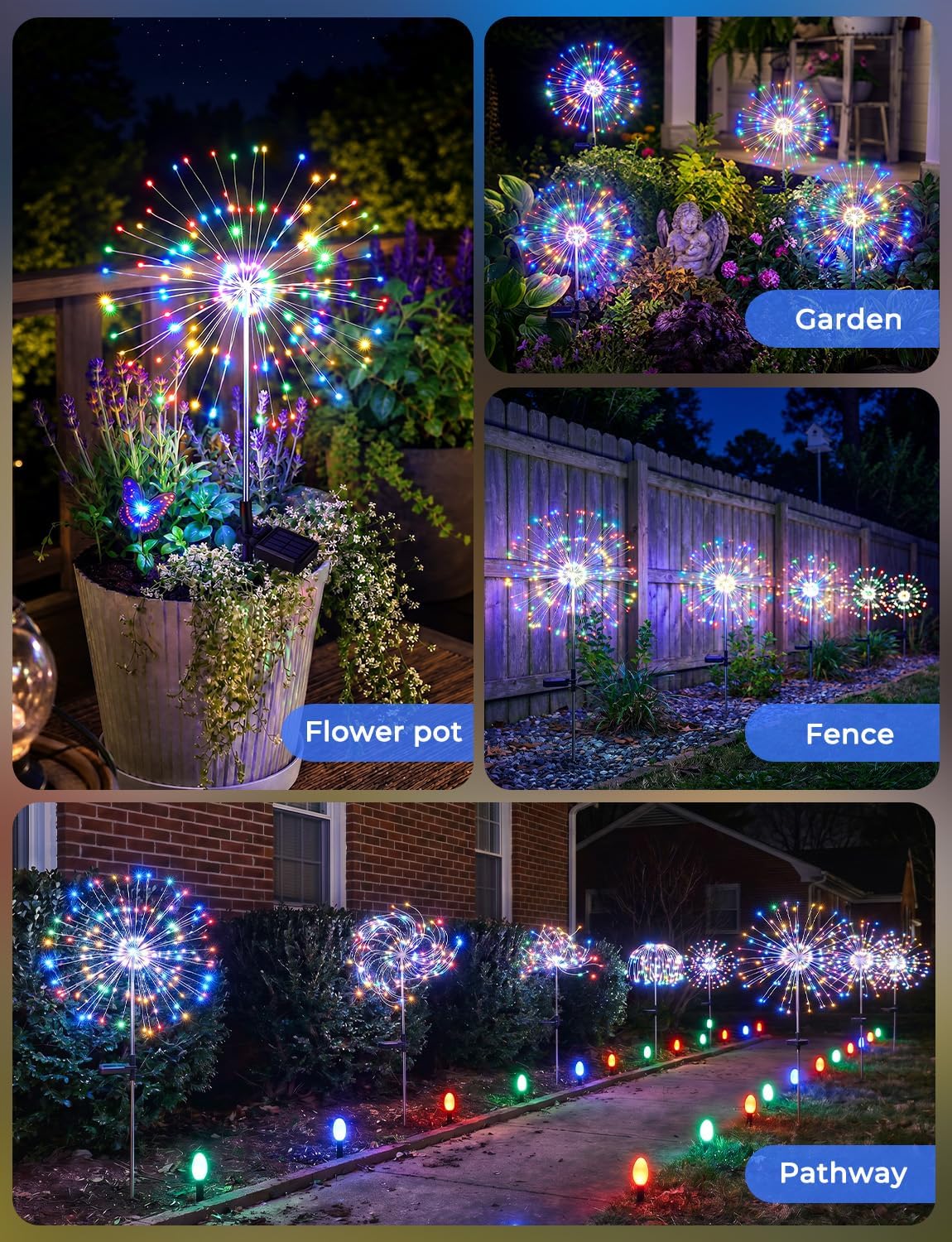 brightown-2-pack-180-led-firework-solar-stake-lights-red-yellow-blue-green-8-mod image 8