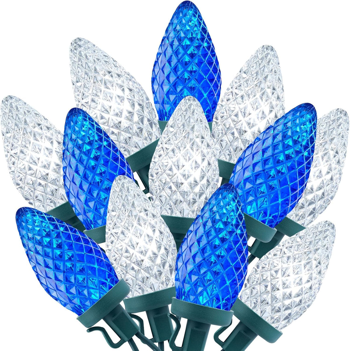 brightown-66ft-plug-in-c9-strawberry-christmas-lights-100-led-blue-and-white-wat image 1