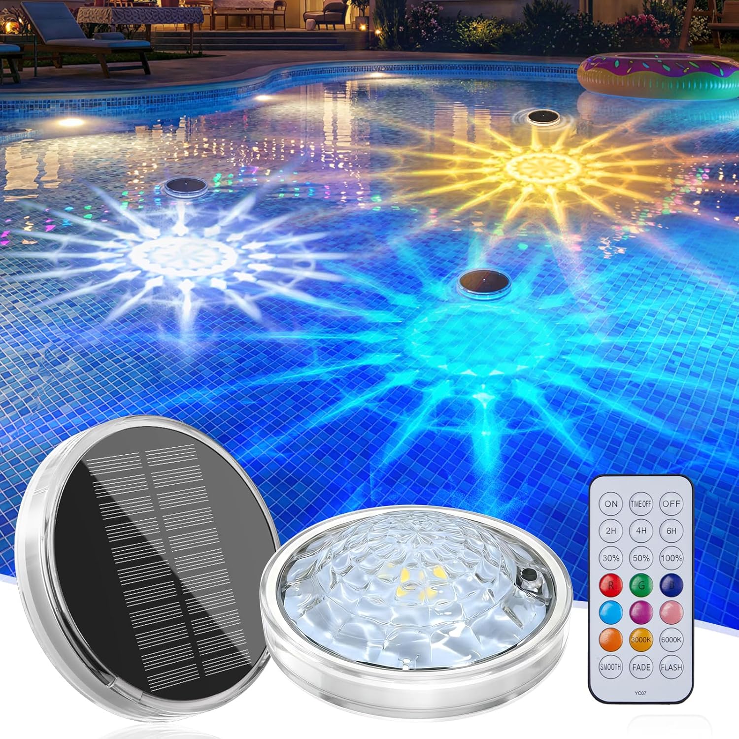 brightown-solar-powered-floating-pool-lights-rgbww-12-effects-2-pack image 1