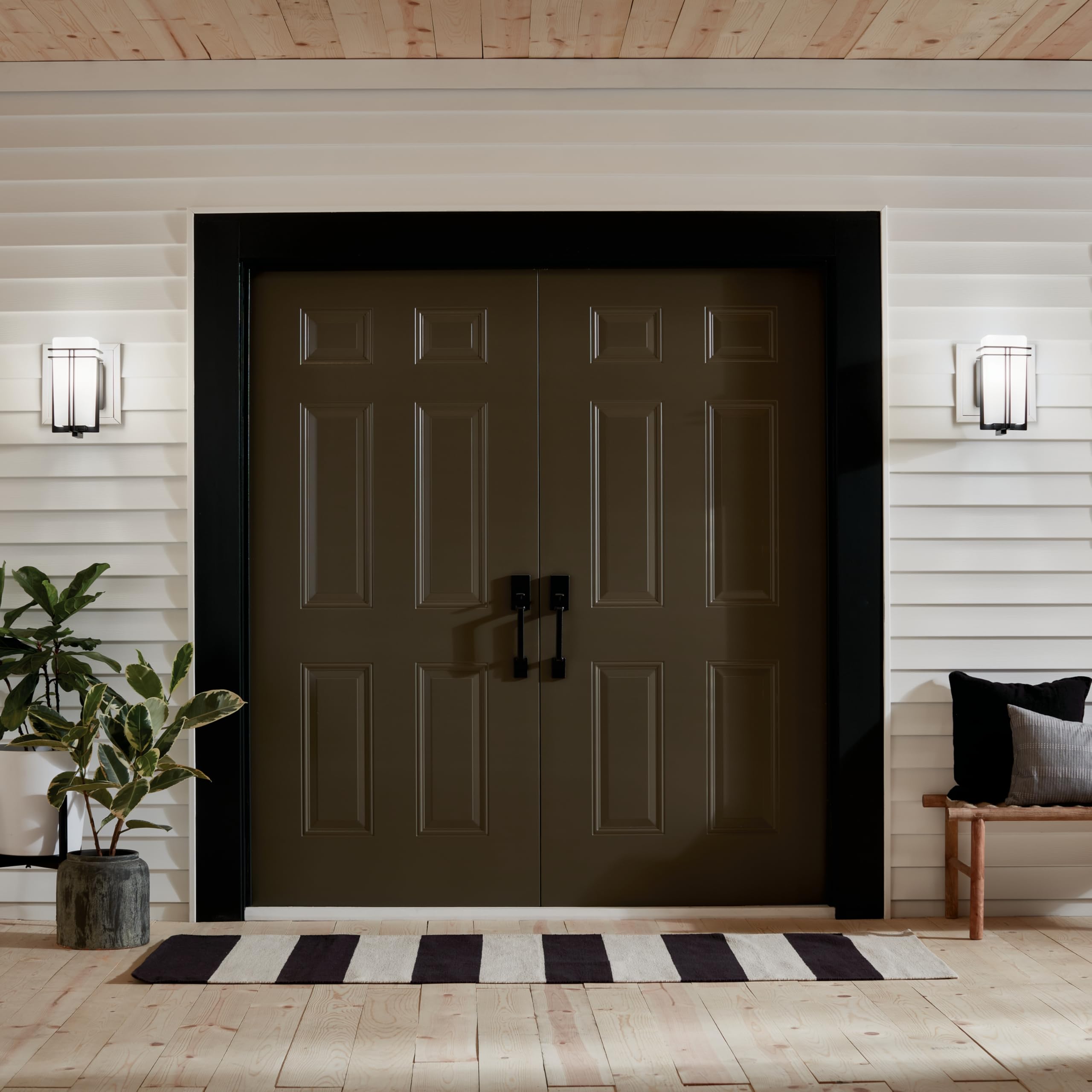 kichler-tremillo-outdoor-wall-sconce-in-black-49200bk-with-opal-glass image 6