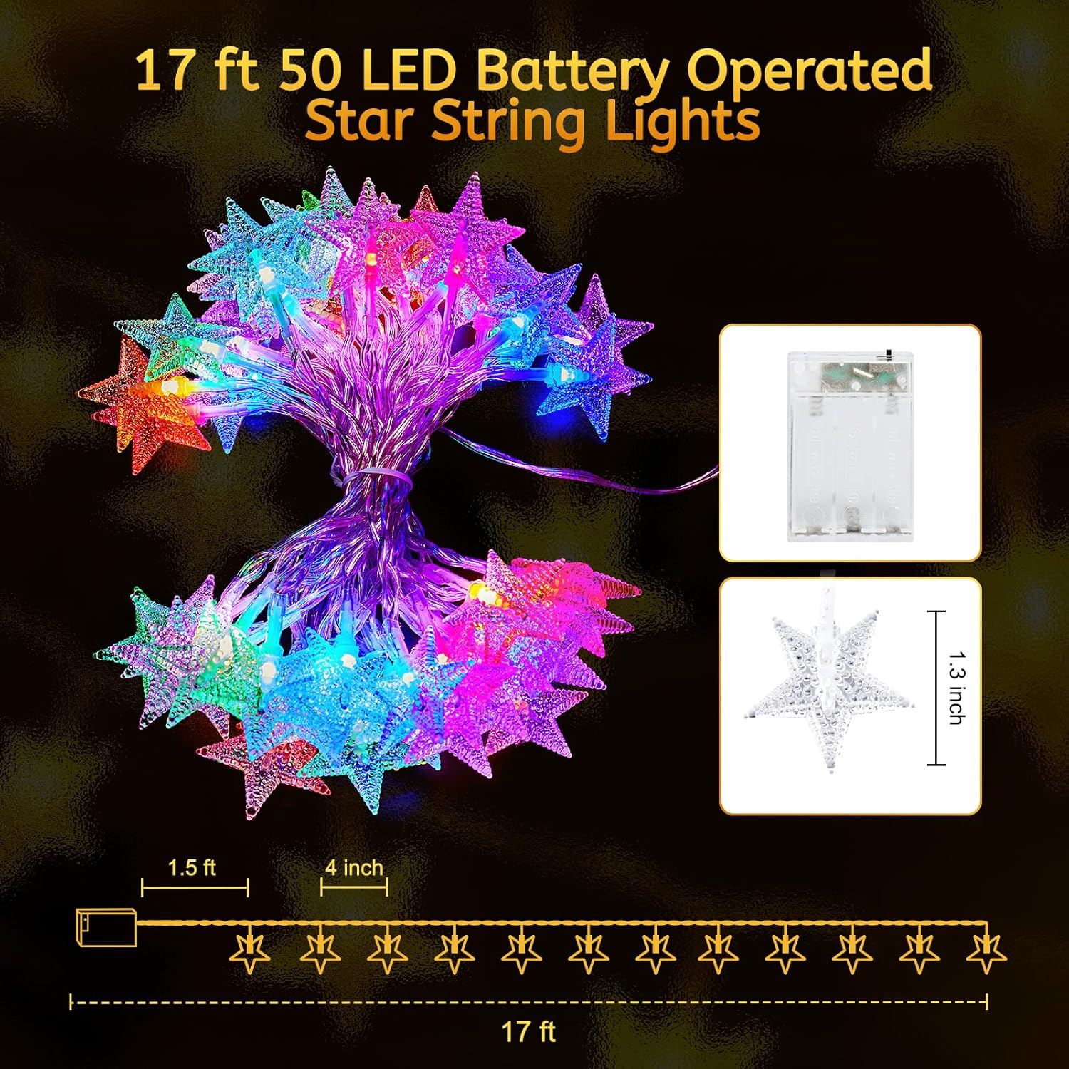 brightown-17ft-50-led-battery-operated-star-fairy-lights-with-remote-16-colors-7 image 6