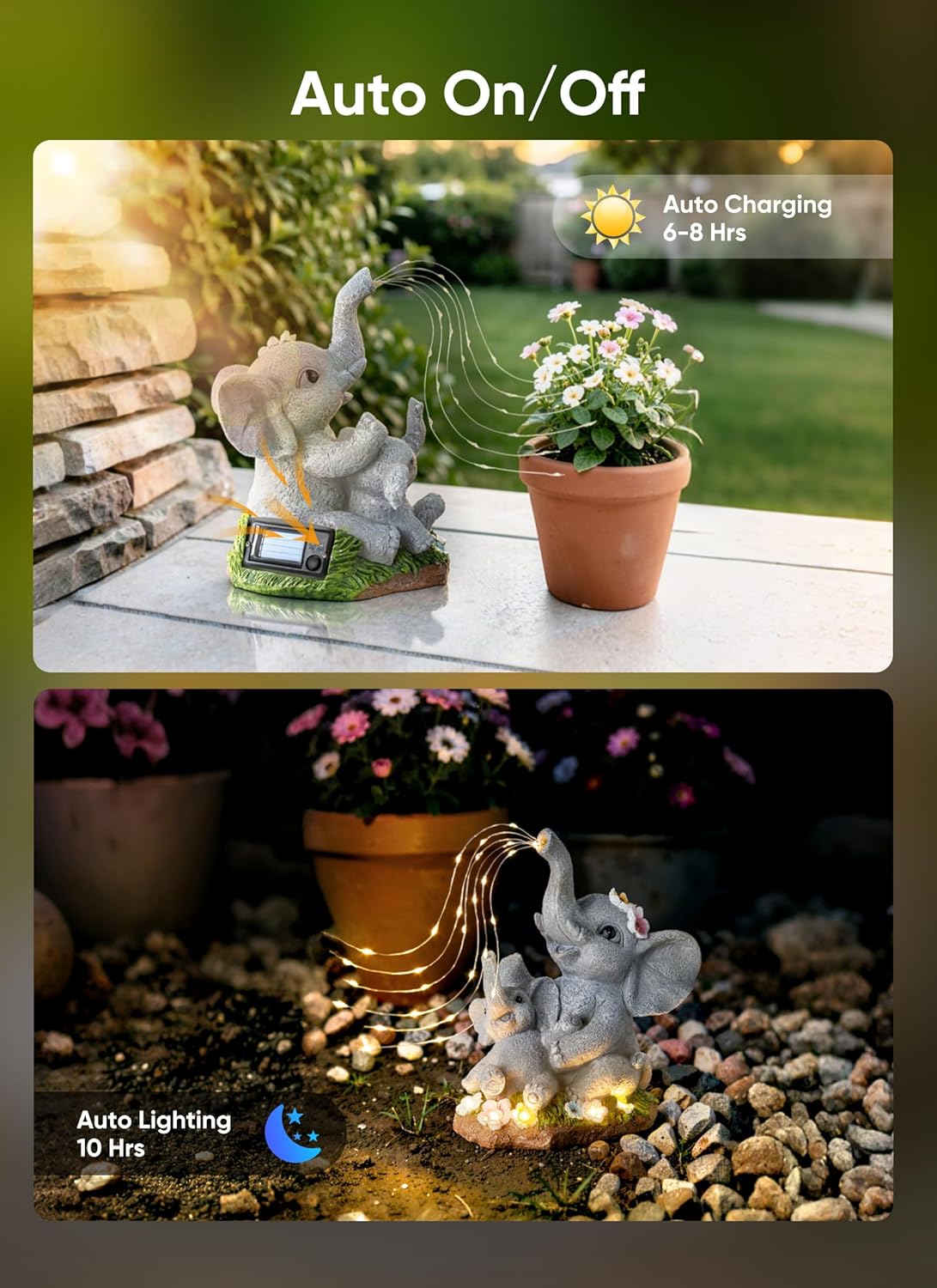 brightown-solar-powered-elephant-statue-with-diy-led-5-succulent-led-lights-for- image 4