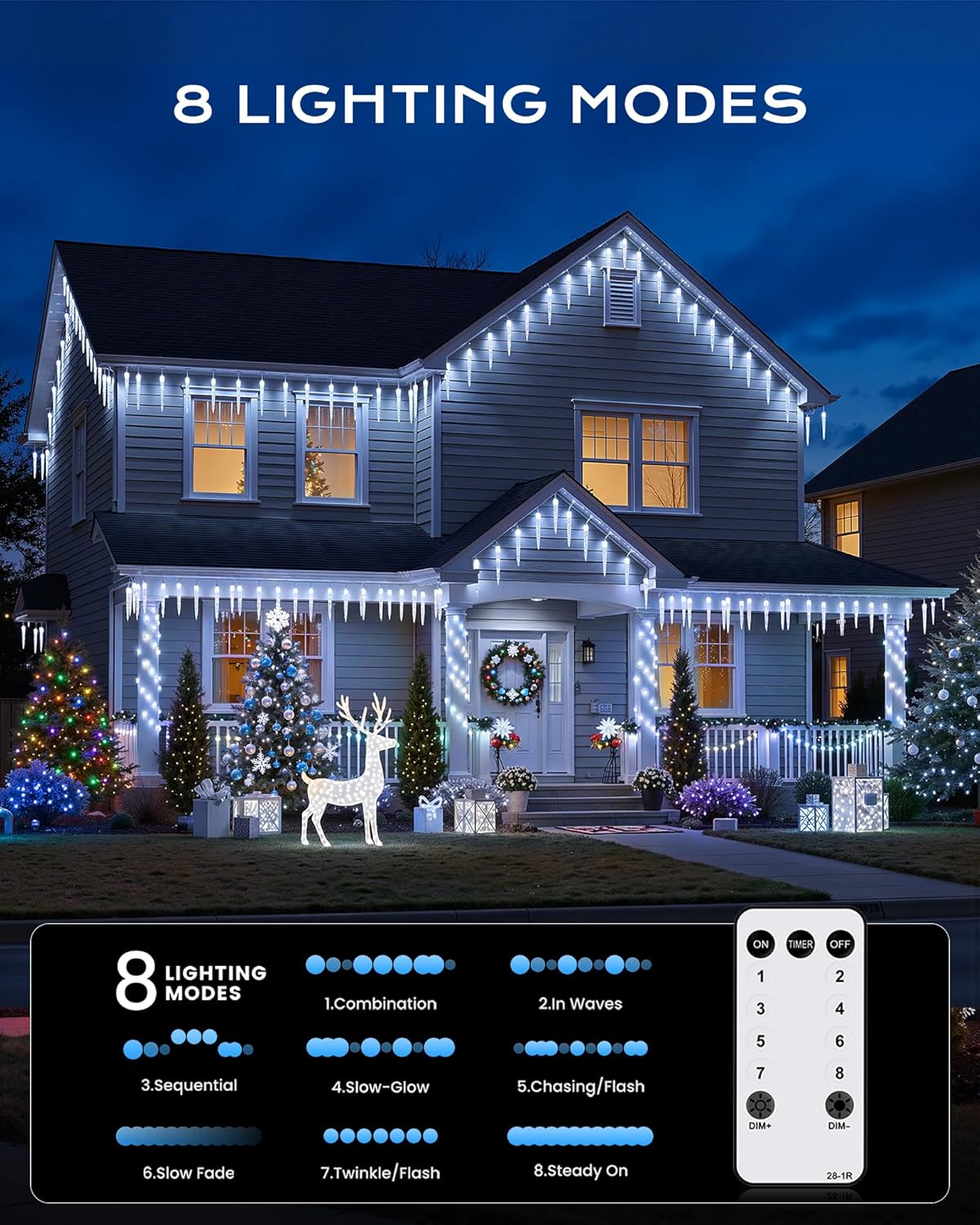 brightown-20ft-20-tubes-100-led-christmas-icicle-lights-with-remote-cool-white image 3