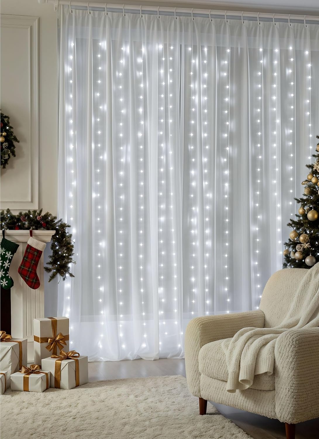 brightown-300-led-curtain-fairy-lights-9-8x9-8ft-usb-plug-in-with-remote-8-modes image 2