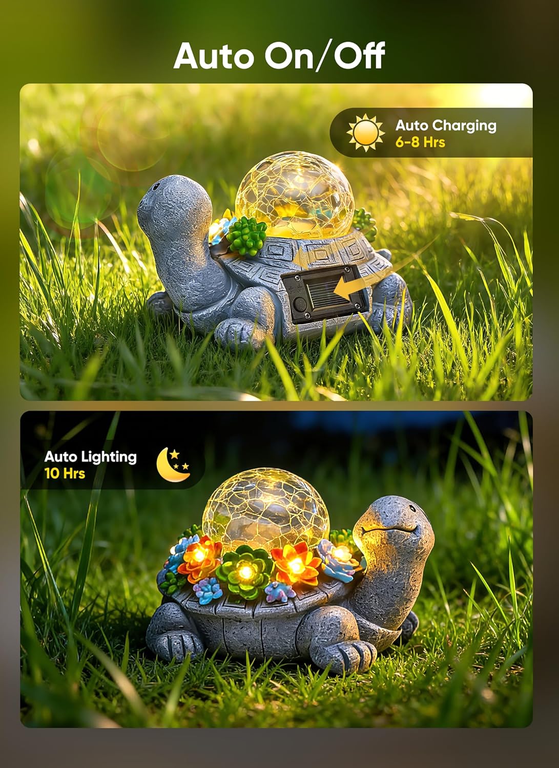 brightown-solar-powered-turtle-statue-with-5-succulent-led-lights image 4