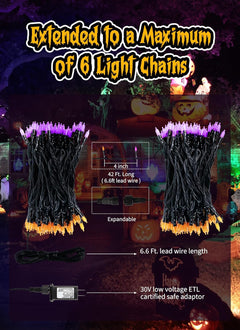 brightown-39ft-plug-in-100-led-mini-orange-purple-lights-for-halloween-christmas image 2
