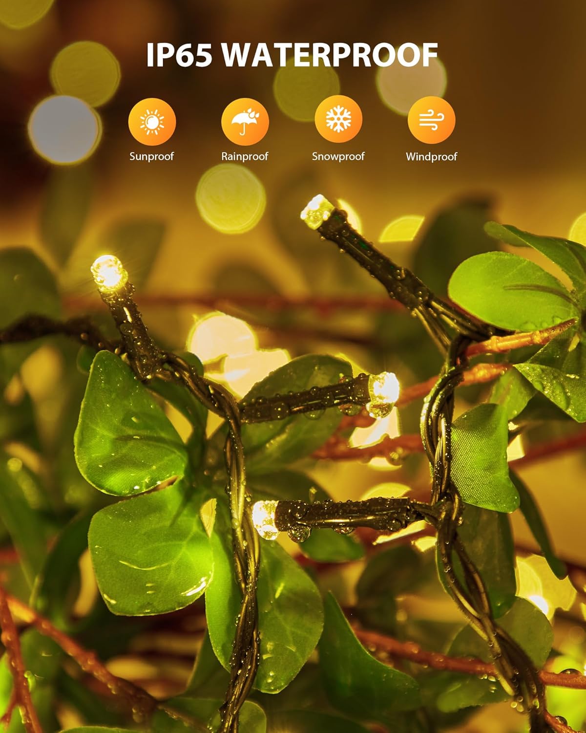brightown-50ft-120-led-solar-string-lights-outdoor-warm-white-8-modes-ip65 image 4