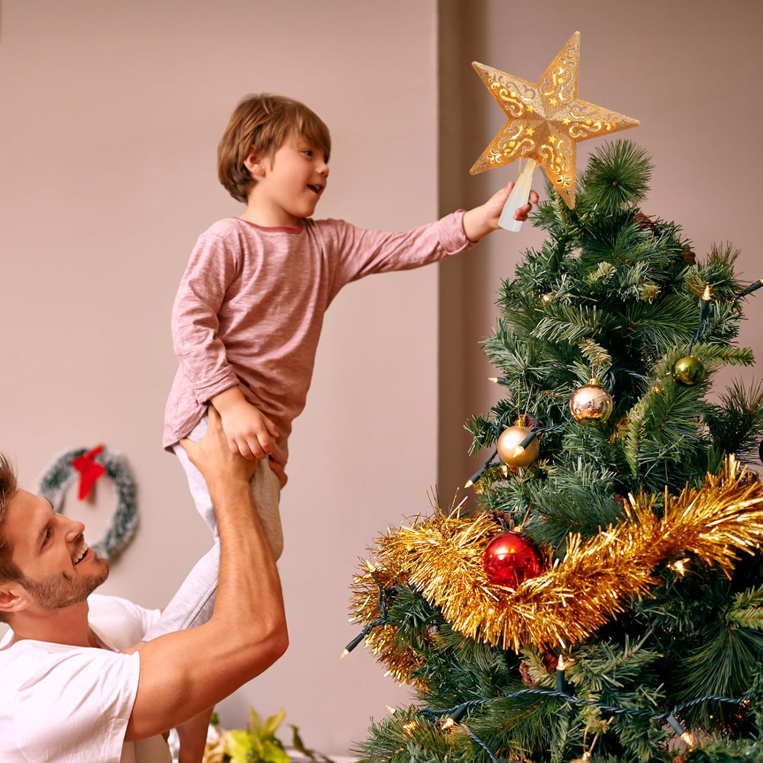 brightown-8-inch-hollowed-3d-star-tree-topper-with-lights-golden-coated-plug-in- image 8