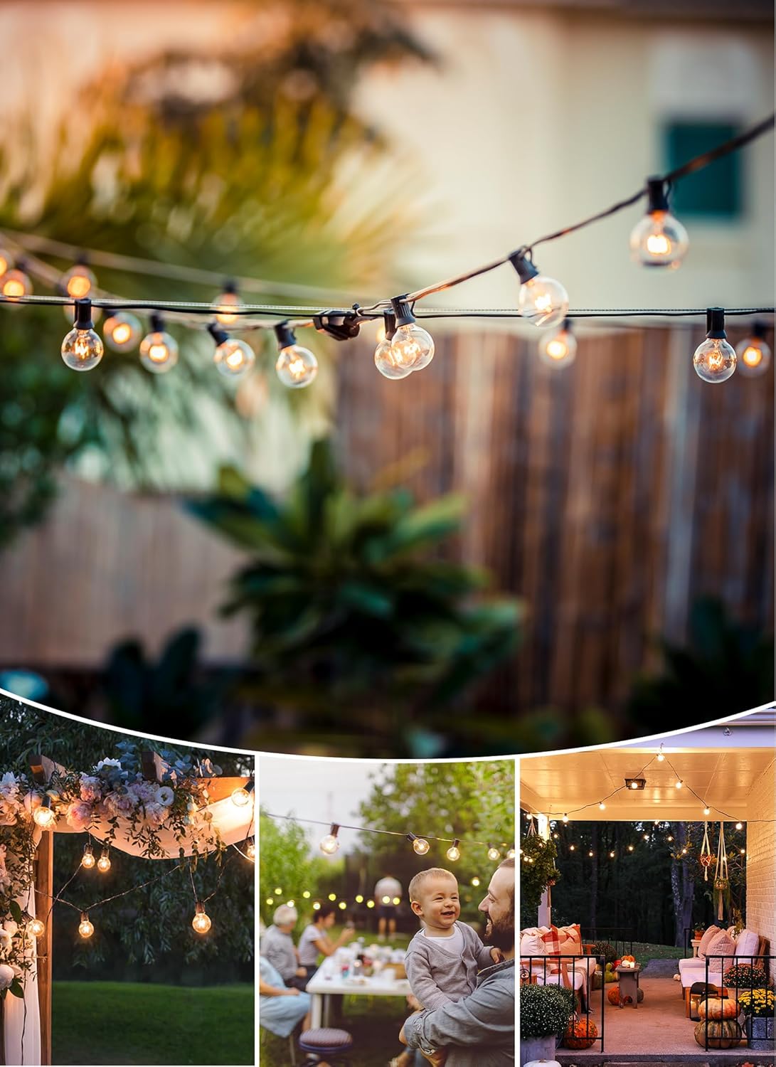 brightown-30ft-plug-in-g40-led-string-lights-with-25-edison-bulbs-black-wire-dim image 2