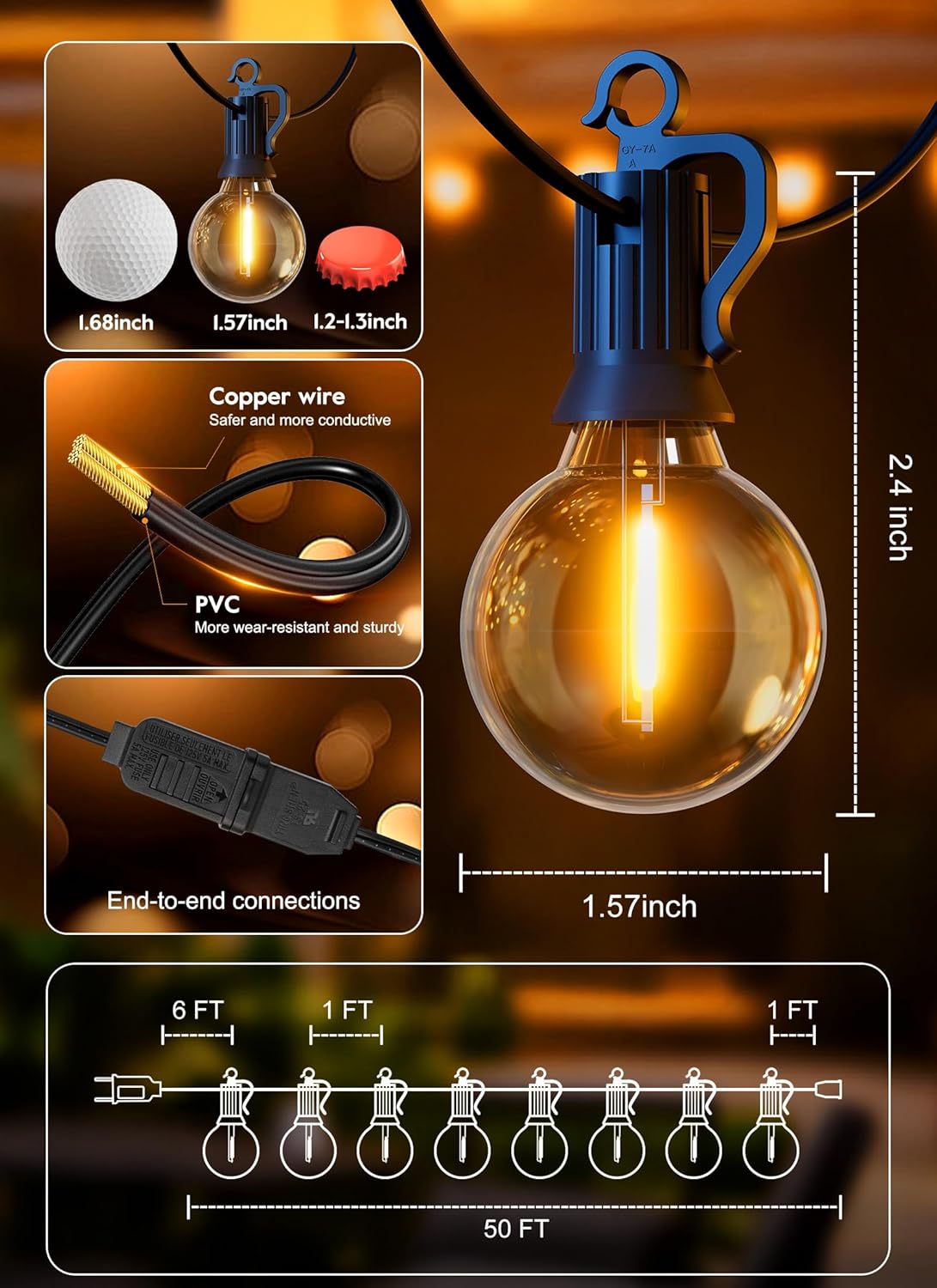 brightown-g40-50ft-plug-in-led-string-lights-25-2-bulbs-dimmable-connectable image 6