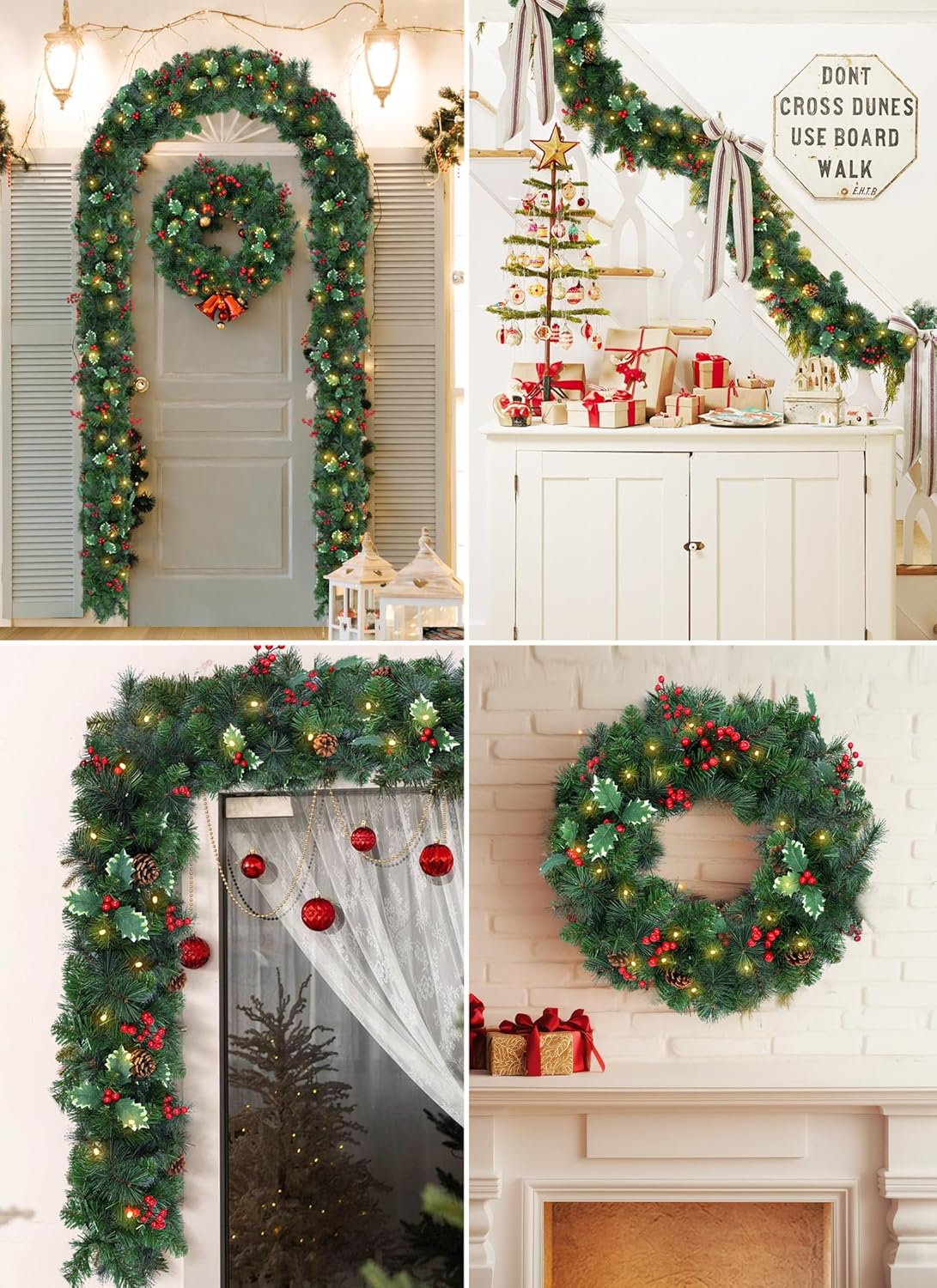 brightown-pre-lit-christmas-garland-with-lights-9ft-100led-lighted-garland-with- image 6