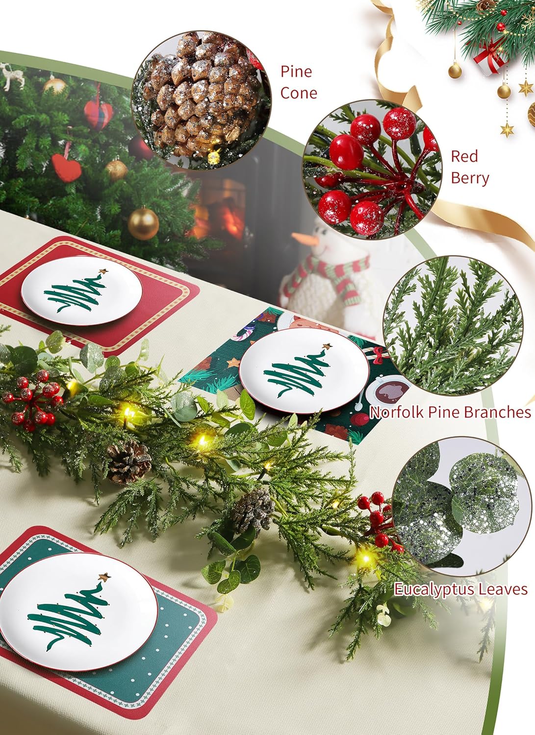 brightown-2-pack-6ft-battery-operated-pre-lit-christmas-garland-with-pine-cones- image 8