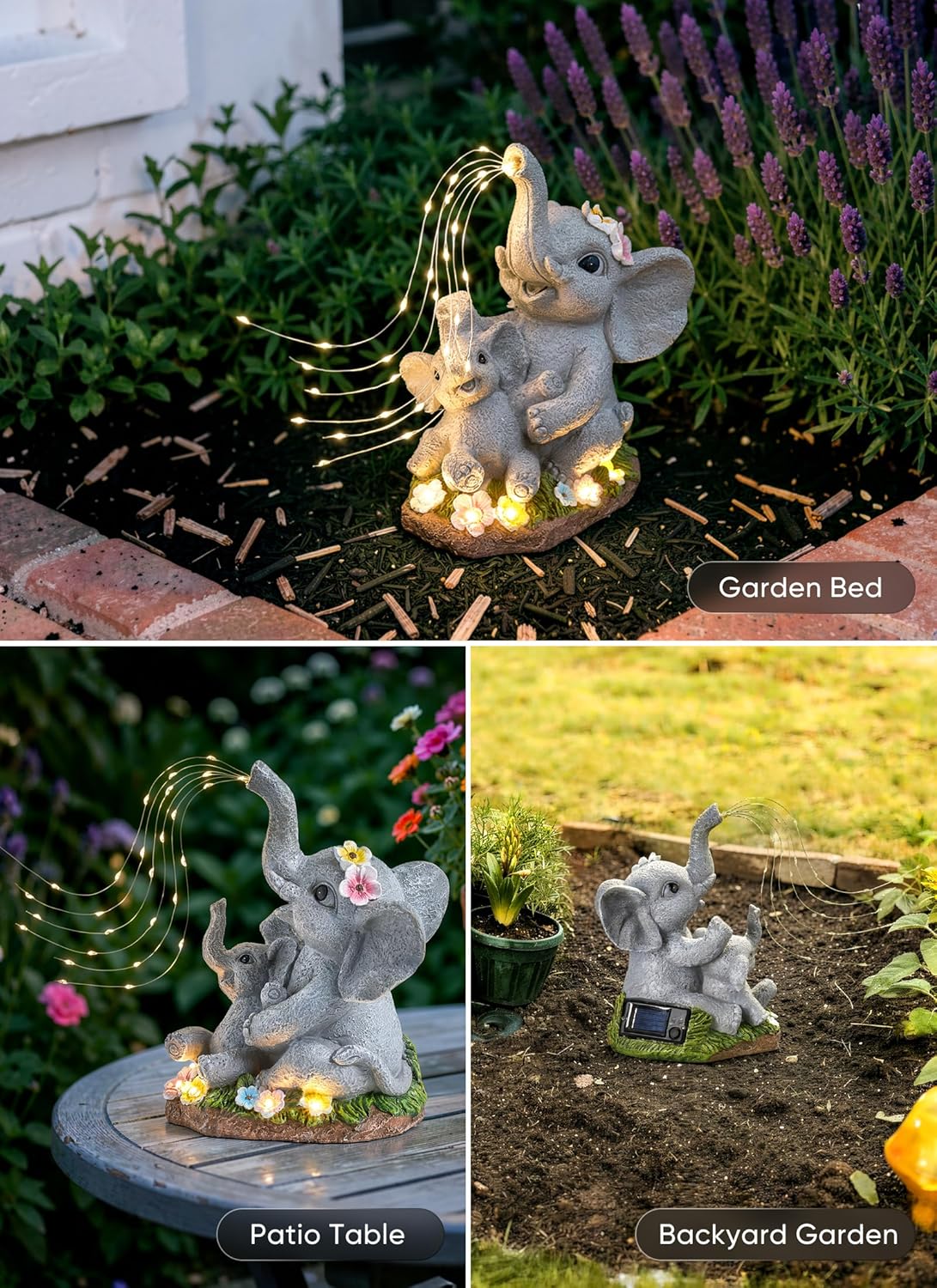 brightown-solar-powered-elephant-statue-with-diy-led-5-succulent-led-lights-for- image 7