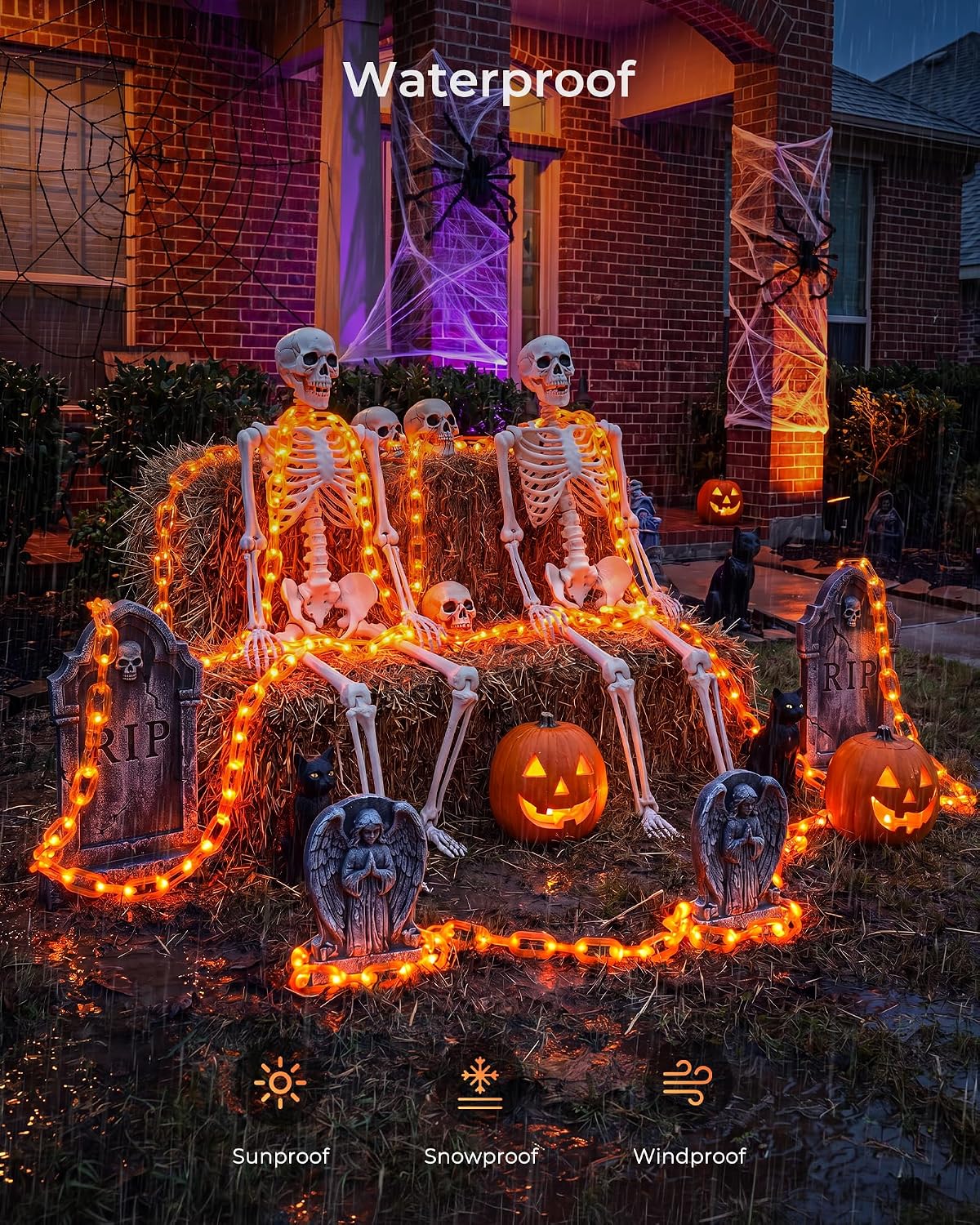 brightown-2-pack-10ft-battery-operated-orange-led-string-lights-88-leds-each-wit image 3