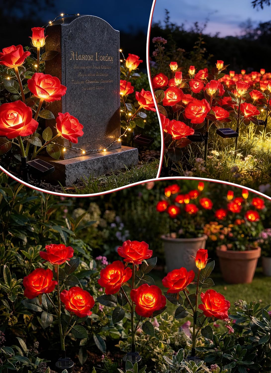 brightown-solar-powered-red-rose-garden-lights-4-pack-with-adjustable-stems-warm image 6