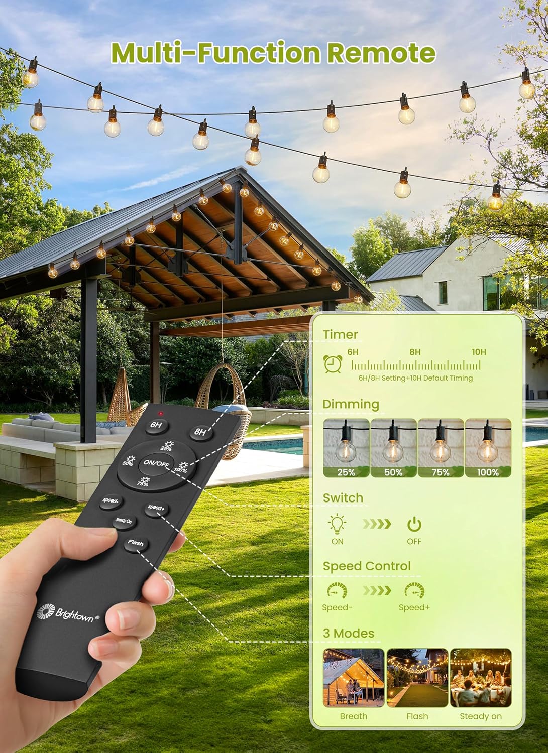 brightown-106ft-solar-powered-g40-33-led-bulbs-string-lights-with-remote-for-pat image 4