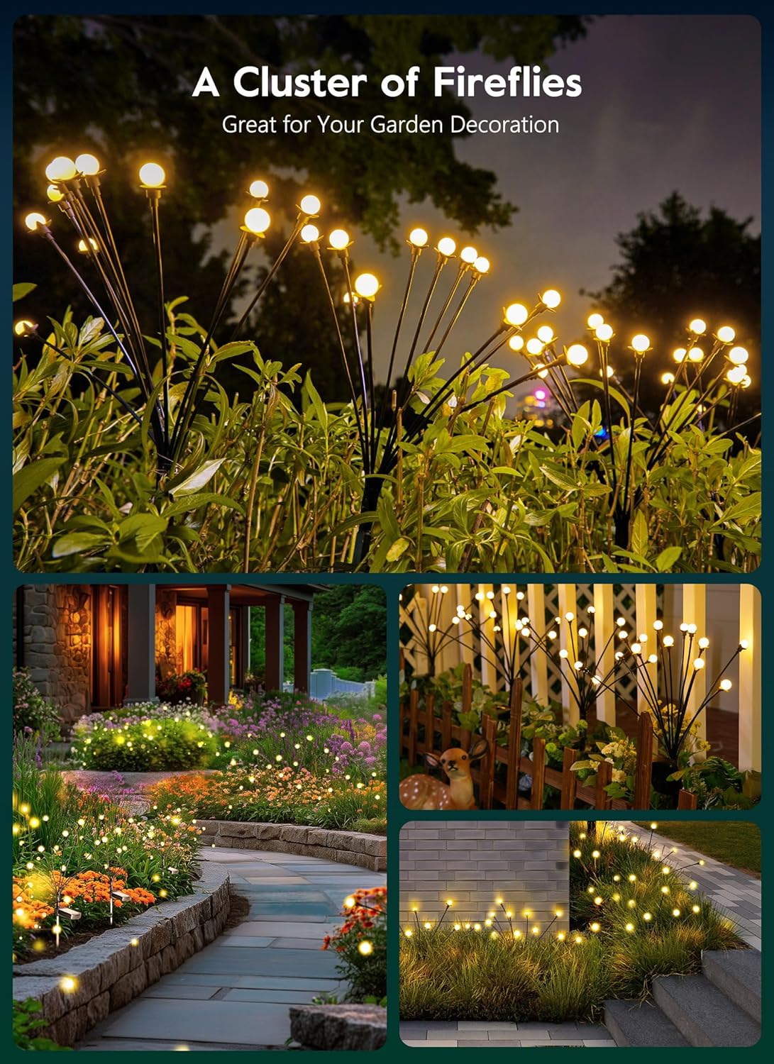 brightown-4-pack-48-led-solar-firefly-stake-lights-warm-white-flexible-stems-2-m image 2