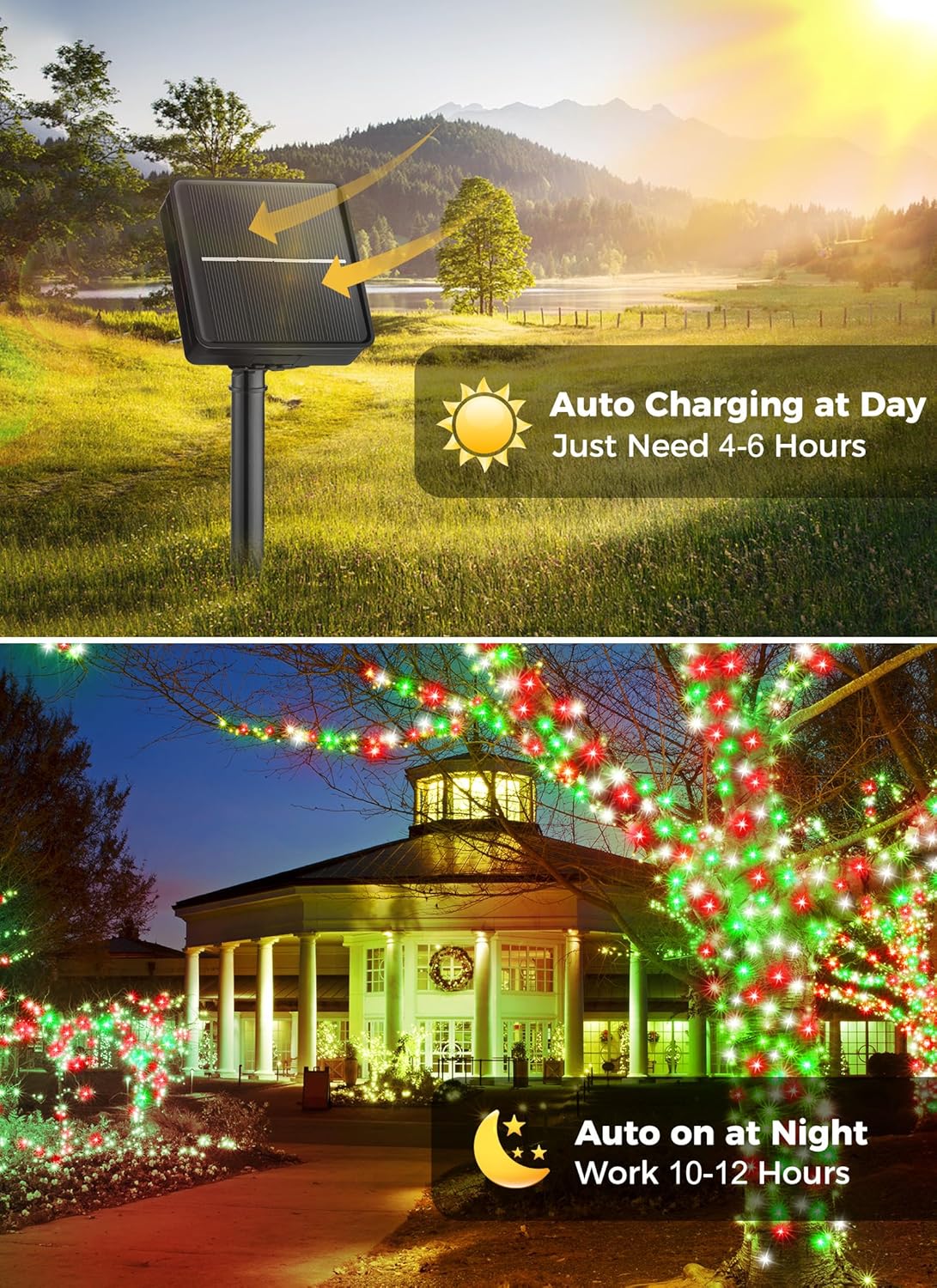 brightown-solar-string-lights-2-pack-total-80ft-200-led-8-modes-red-green-white- image 6