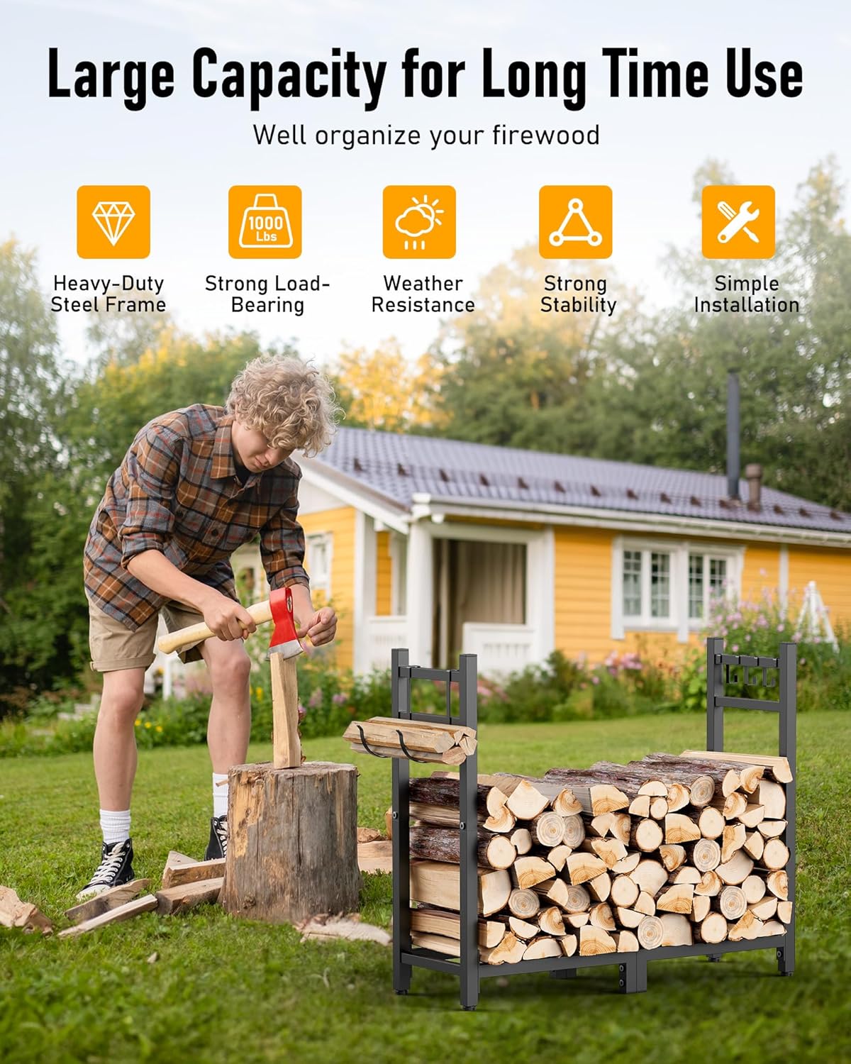 brightown-heavy-duty-firewood-rack-black-adjustable-feet-holds-up-to-1000-lbs image 6