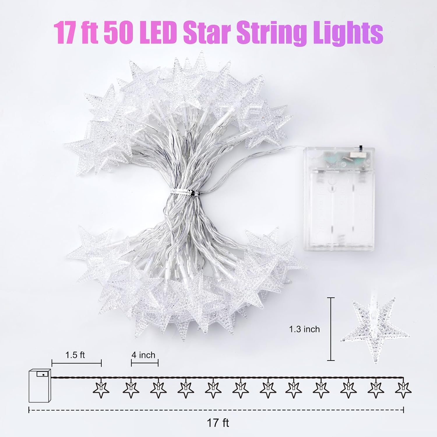 brightown-17ft-50-led-battery-operated-star-string-lights-multi-color-with-timer image 7