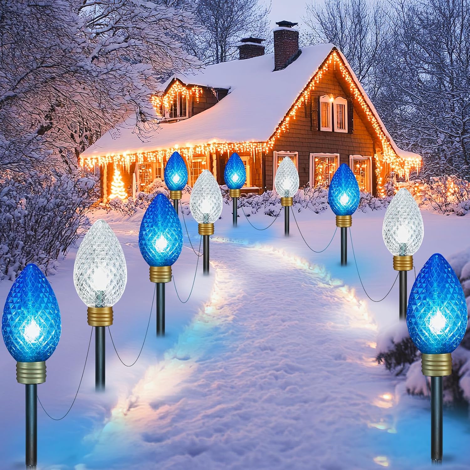 brightown-2-pack-super-jumbo-c9-strawberry-lights-22-ft-total-plug-in-blue-pure- image 2