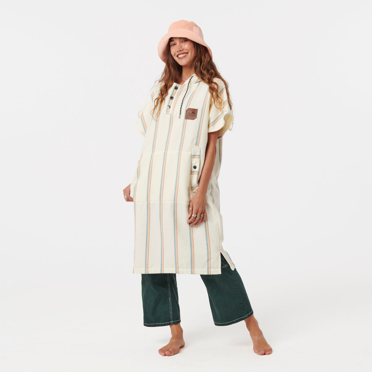 slowtide-baja-stripe-fouta-poncho-cream image 4