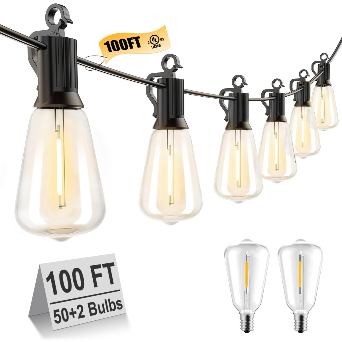 brightown-100ft-plug-in-st38-led-patio-lights-50-2-shatterproof-bulbs-dimmable-i image 1
