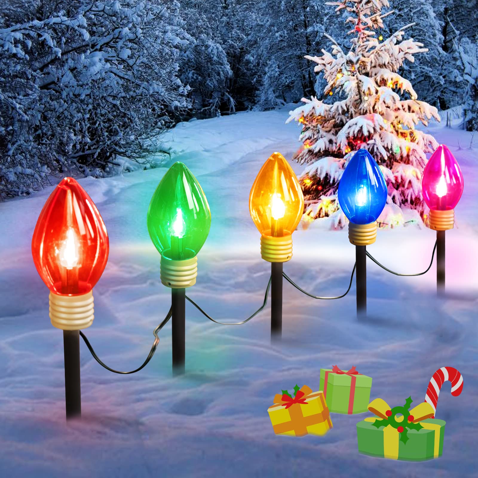 brightown-christmas-jumbo-c9-pathway-lights-with-c7-incandescent-bulbs-green-wir image 1