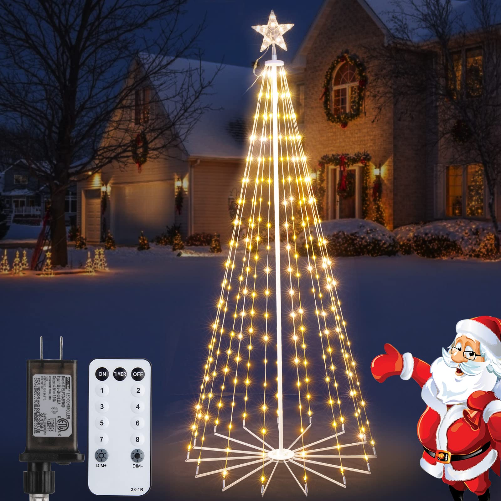 brightown-christmas-cone-tree-light-with-star-topper-plug-in-remote-control-8-mo image 1