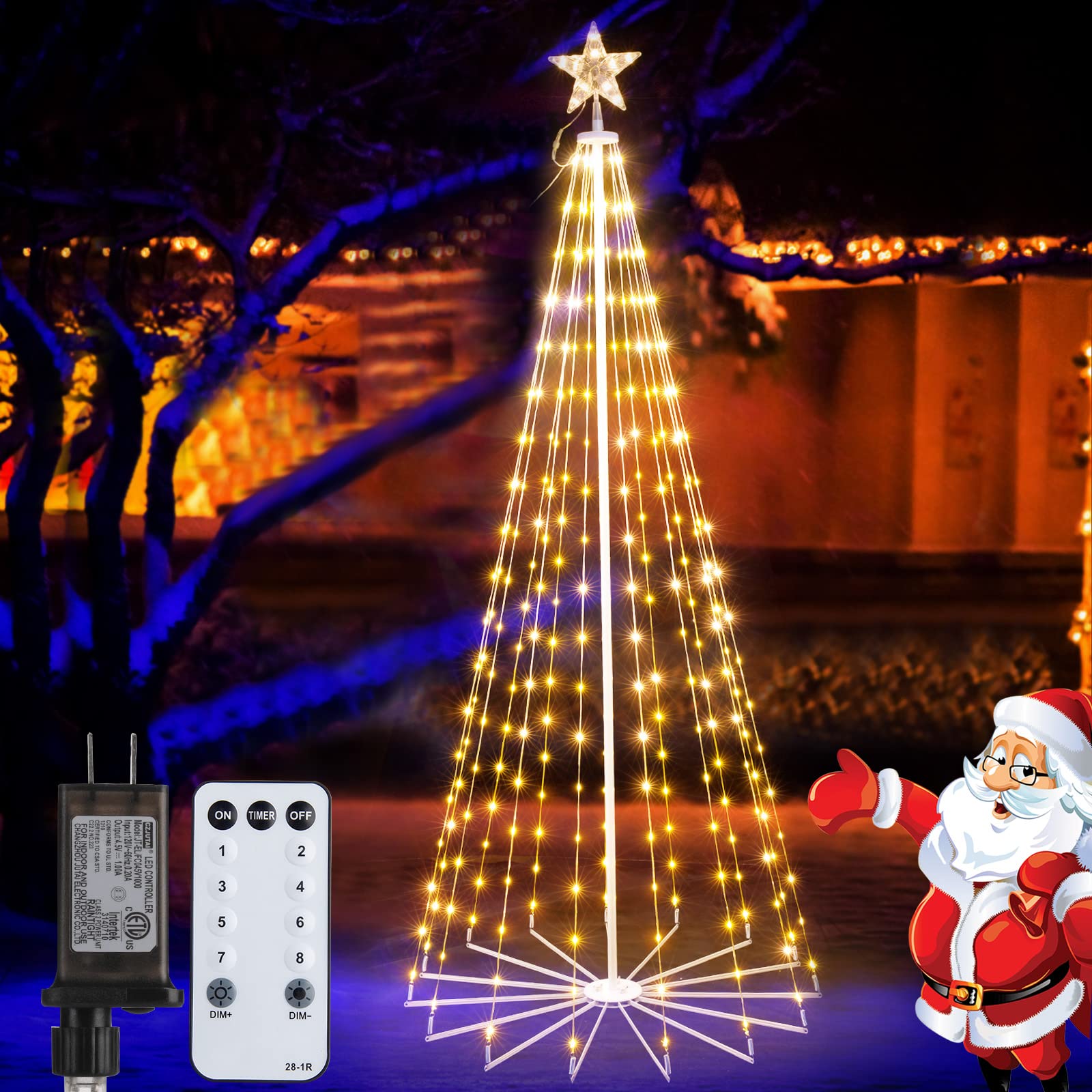 brightown-christmas-cone-tree-light-with-star-topper-plug-in-remote-control-8-mo image 8